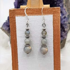 Paires de boucles d'oreilles en argent Labradorite