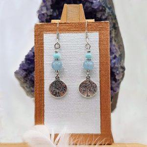 Paires de boucles d'oreilles en argent Larimar et Aigue-marine