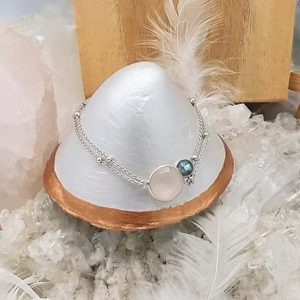 Bracelet en argent Quartz rose et Labradorite