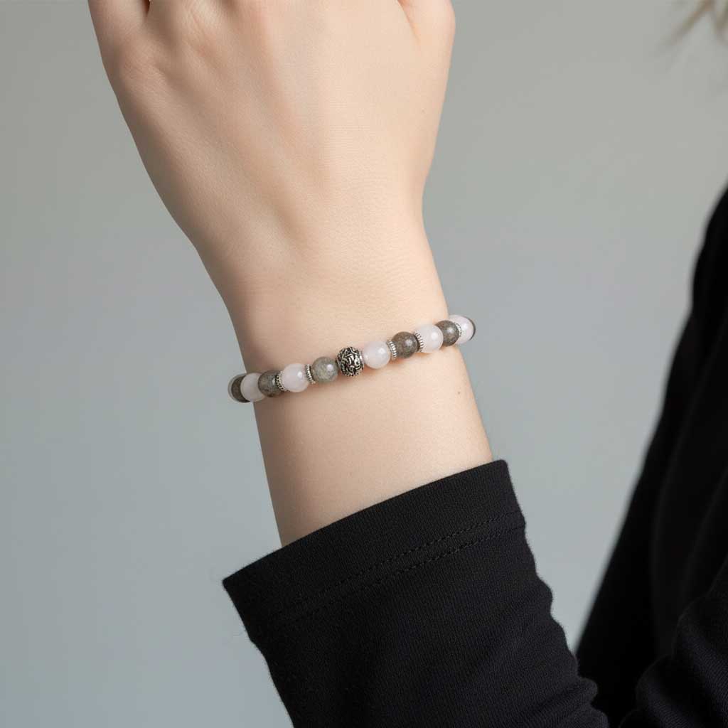 Bracelet Perles Quartz Rose & Labradorite – Image 2