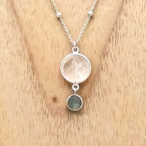 Collier en argent Quartz rose et Labradorite