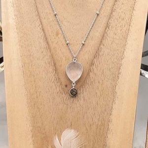Collier en argent Quartz rose et Labradorite