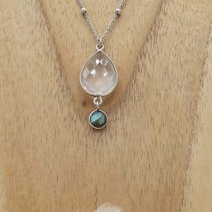 Collier en argent Quartz rose et Labradorite