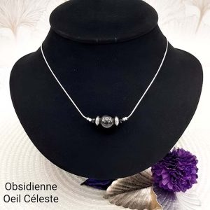Ras de cou en Obsidienne œil céleste