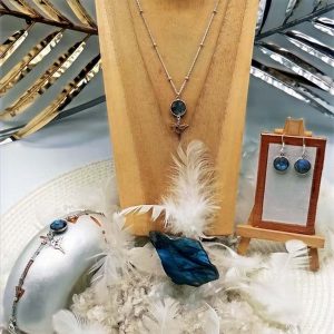 Parure en argent Labradorite et Colibri