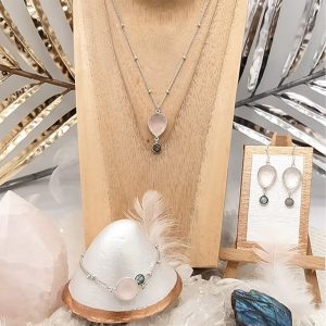 Parure en argent Quartz rose et Labradorite
