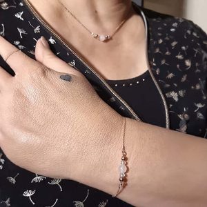 Parure en argent rose Quartz rose